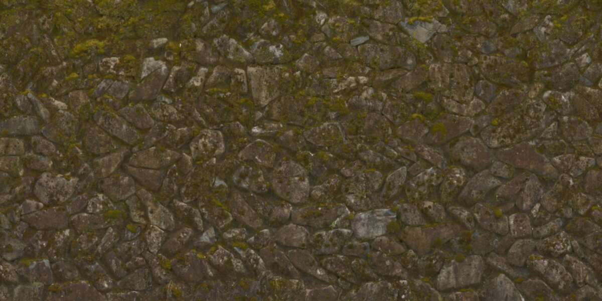 3D Scanned Mossy Cobblestone Wall - 5x2.5 meters