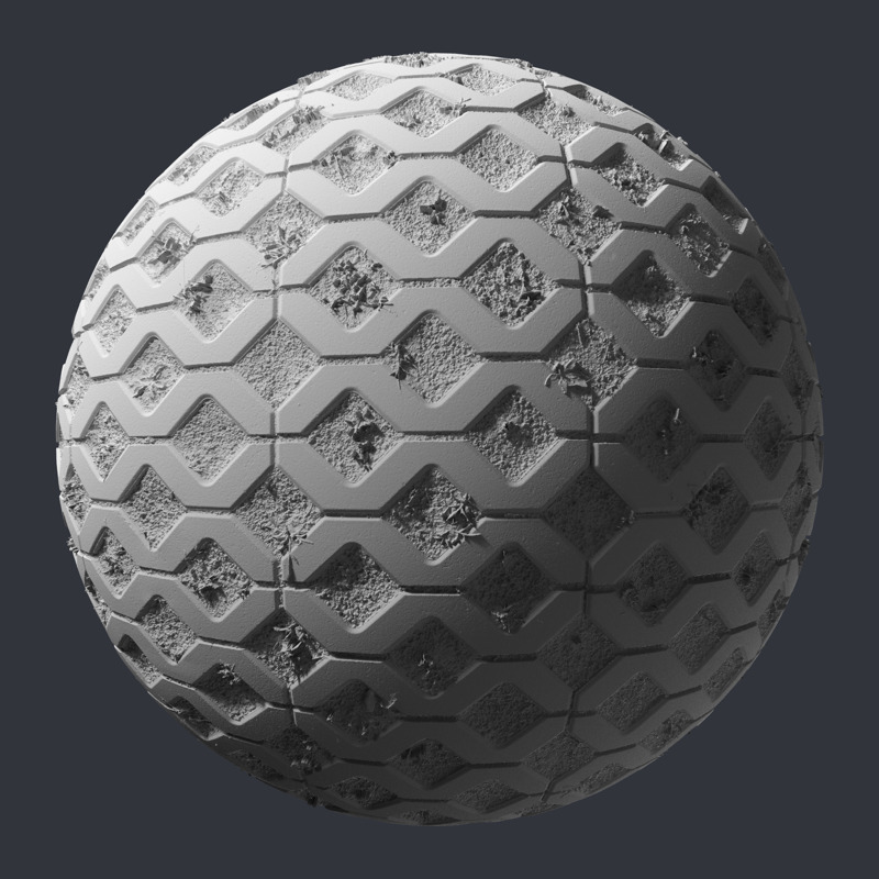 3D Scanned Concrete Grid Pavers Floor - 2.7x2.7 meters