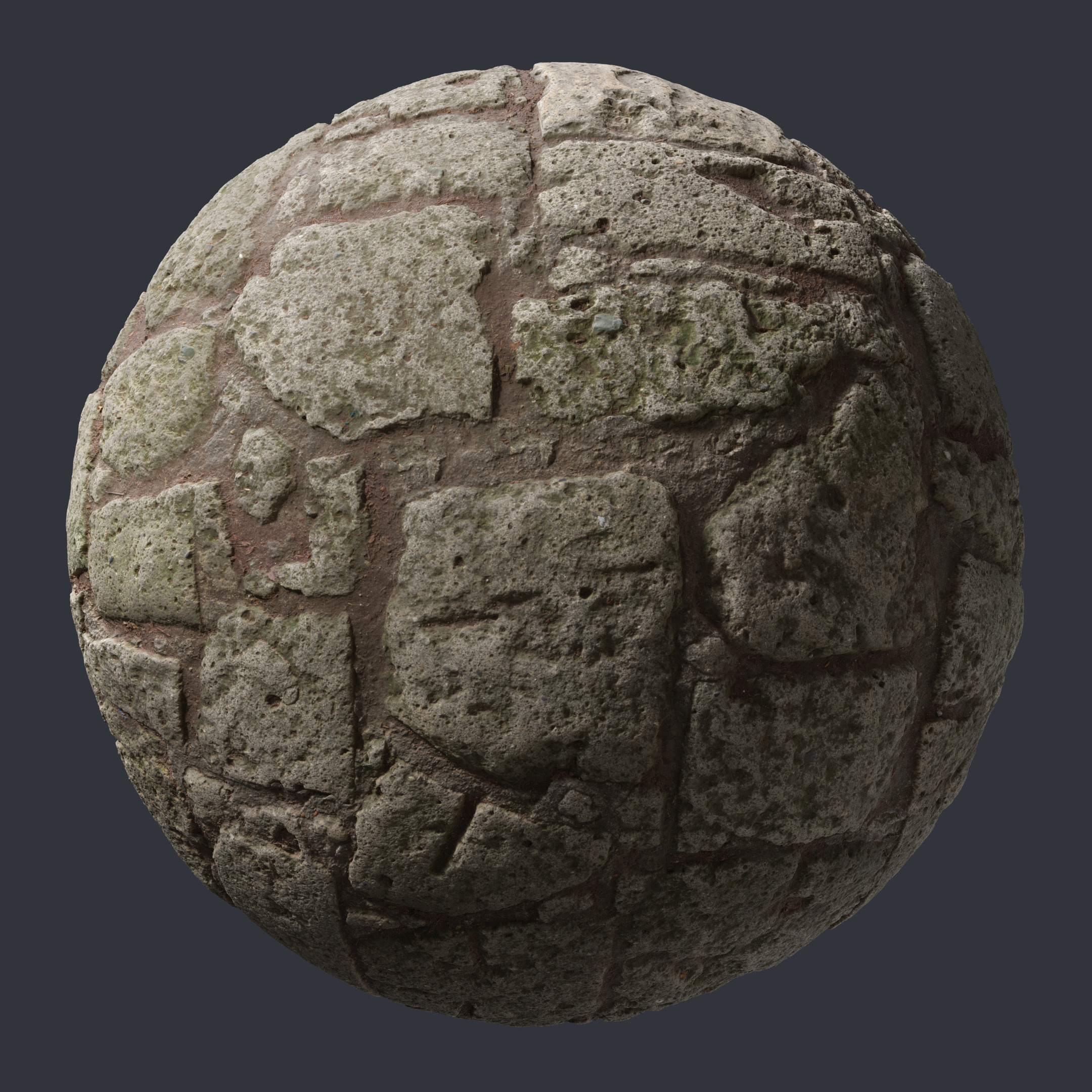 3D Scanned Forest Cobblestone - 2x2 meters