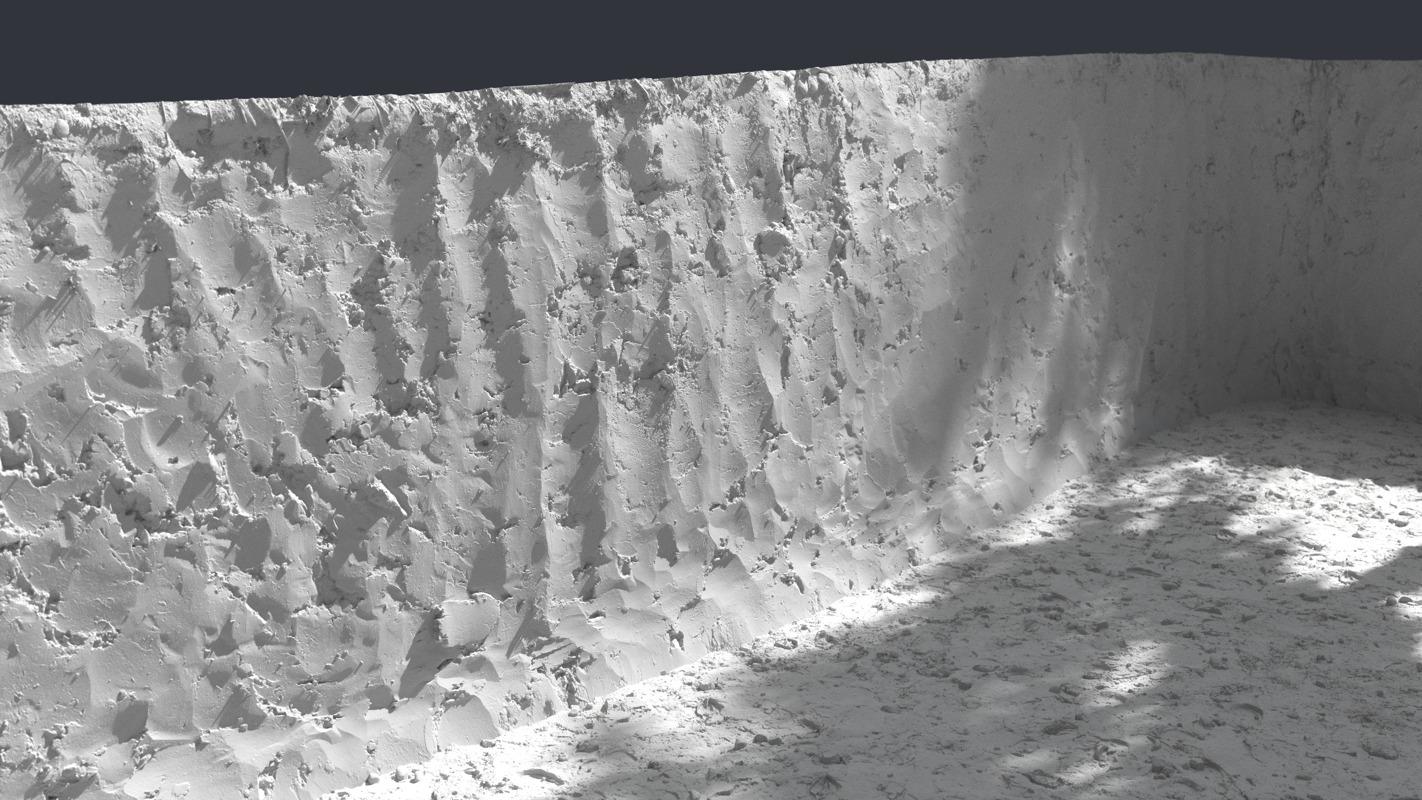 3D Scanned Shoveled Clay Ground Wall - 3x1.5 meters