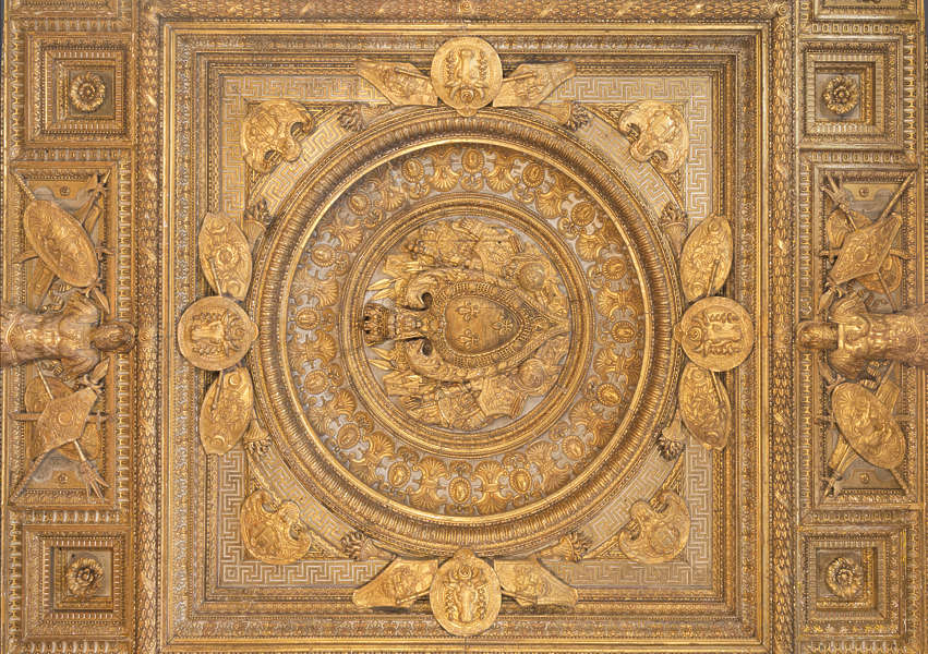 OrnateCeiling0004 - Free Background Texture - ceiling ornate gilded gold ornament panel france 