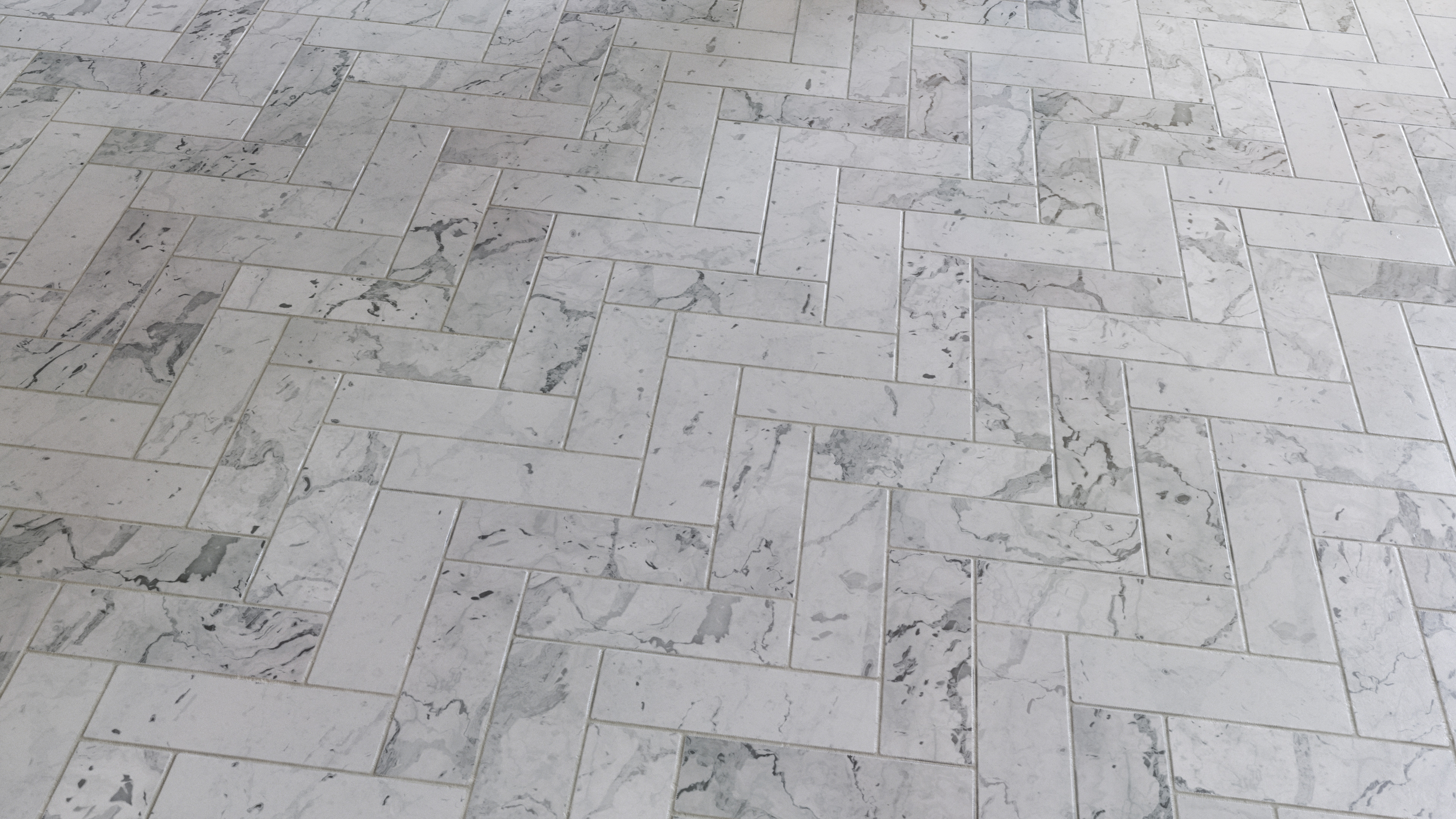 Marble Herringbone Tile Floor - PBR0007